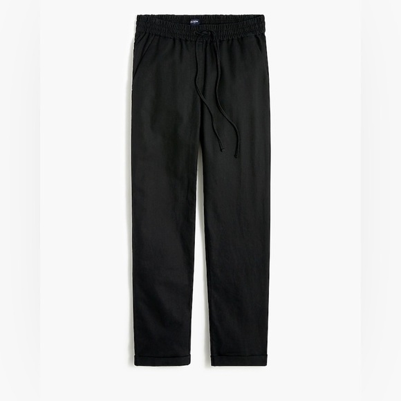 J Crew Black Linen Cotton Blend Pant Drawstring NWT Size 2 Crop - Picture 1 of 7
